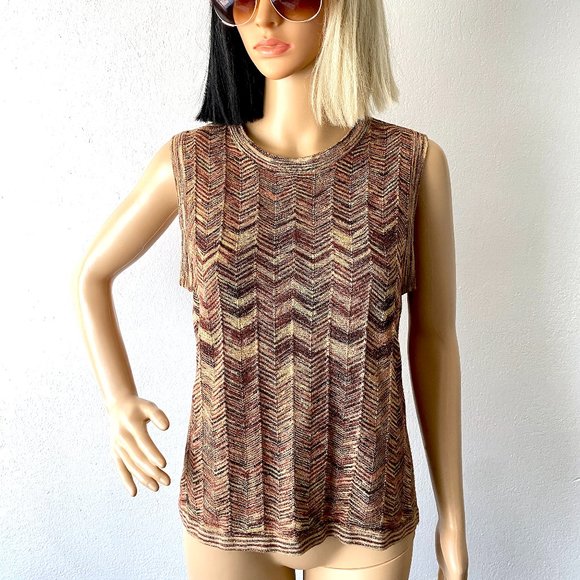Dressy Sleeveless Knit Top Missoni For Target Zig Zag Top Chevron Top Metallic - Picture 4 of 7